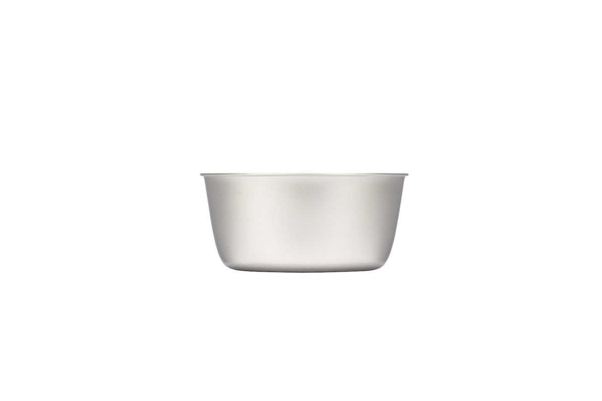 Snow Peak Trek Titanium Bowl 13cm for camping on a neutral background.