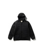 Snow Peak Flexible Insulated Zip Up Hoodie in Black with a hood on a white background