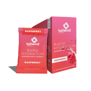 Tailwind Nutrition Rapid Hydration in Raspberry on a neutral background.