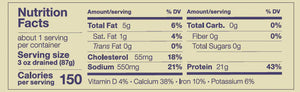 Siesta Co. Small Sardines in Yuzu Kosho tinned fish nutritional information.