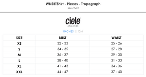 Ciele Athletics WNSBTShirt - Pieces size chart.