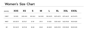 Janji Women's size chart.