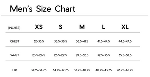 Janji Men's 8" Trail Half Tight size chart.