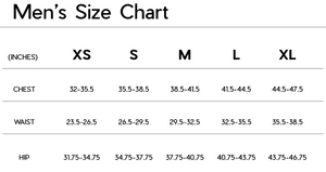 Janji M's Run All Day Long Sleeve size chart.