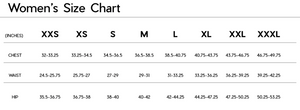 Janji W's 9" Trail Half Tight size chart.