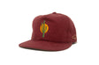 Maroon Ampal Creative Sunset Cactus Cord Strapback Hat with a cactus design on a white background