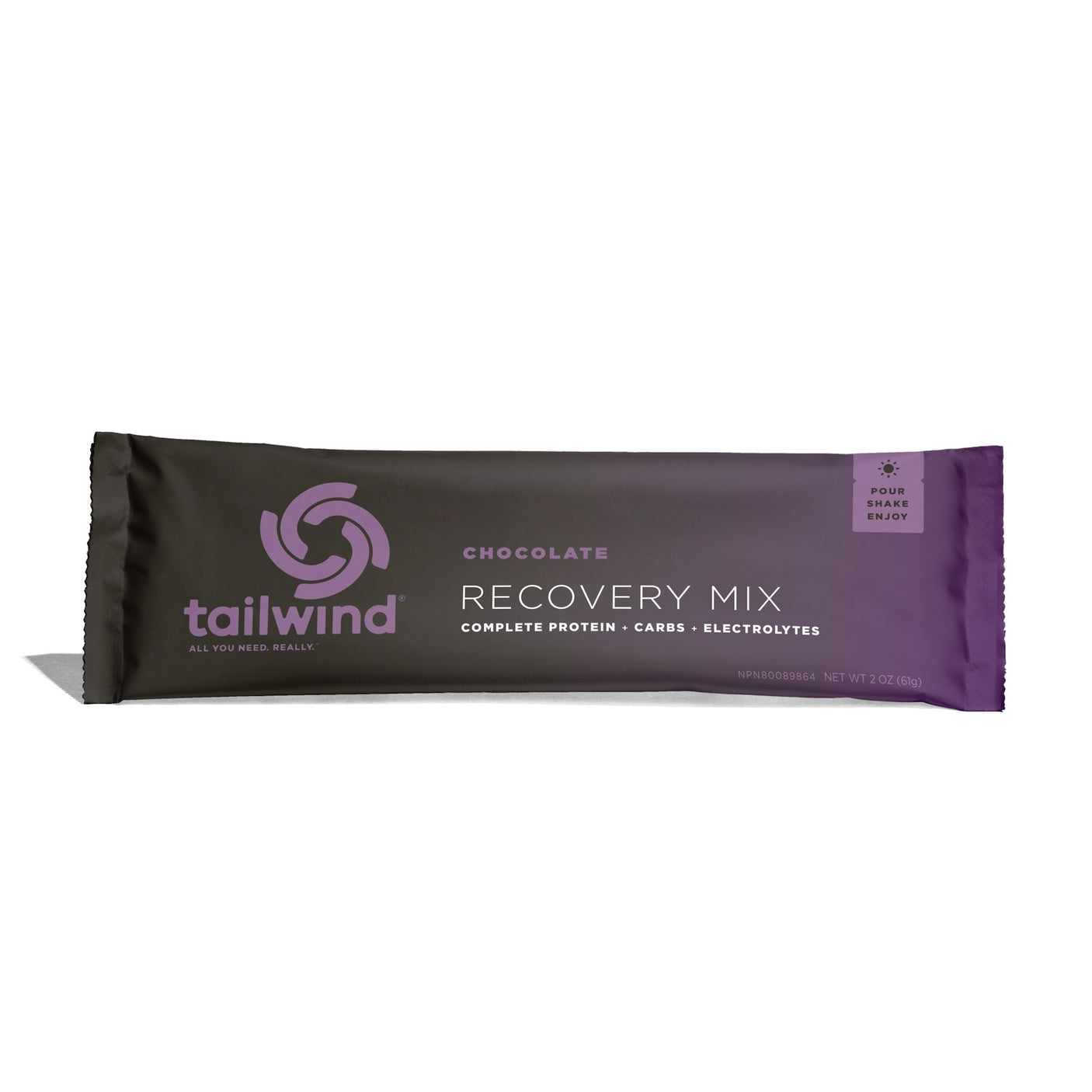 Tailwind Nutrition Recovery Mix in Chocolate on a neutral background.