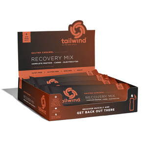 Tailwind Nutrition Recovery Mix in Salted Caramel on a neutral background.