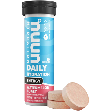 Nuun Energy in Watermelon Burst on a neutral background.