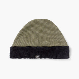 ciele UHBeanie fleece running beanie in Canvas with black band on a white background
