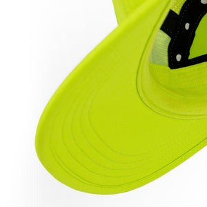 Close-up of a Ciele Athletics GOCap Classic - Athletics Lime Green running cap on a white background