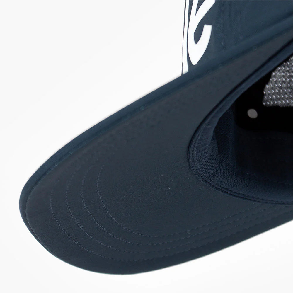 Close-up of a navy blue ciele athletics GOCap Comp - Century in Deep Space with a brand logo on a white background