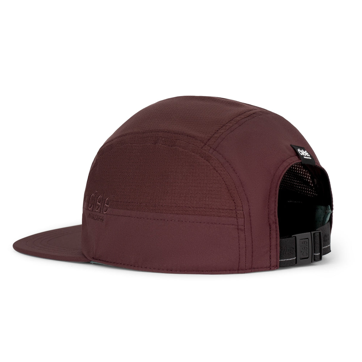 ciele athletics GOCap Comp - Bars Dark Wine Red running cap on a white background
