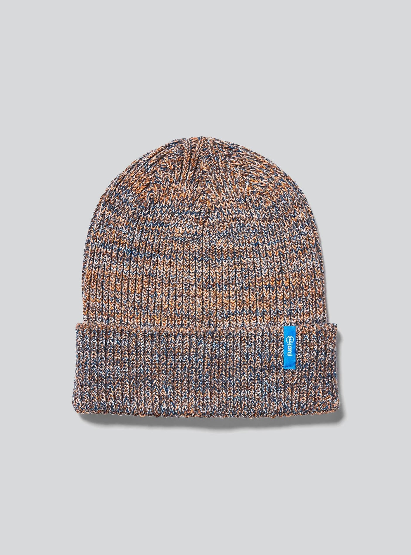 Janji Threshold Melange Beanie in Thunder Flare on a neutral background.