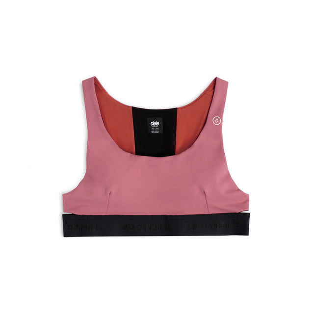 Ciele Athletics W QCKBra women's running bra in Deco Rose on a neutral background.