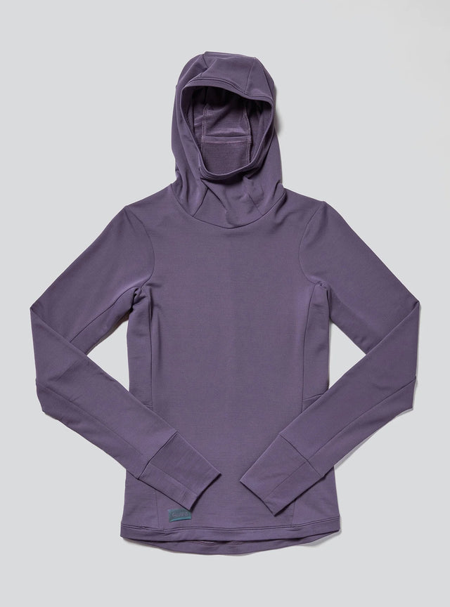 Janji W's Rover Merino Hoodie for women in Massif on a neutral background.