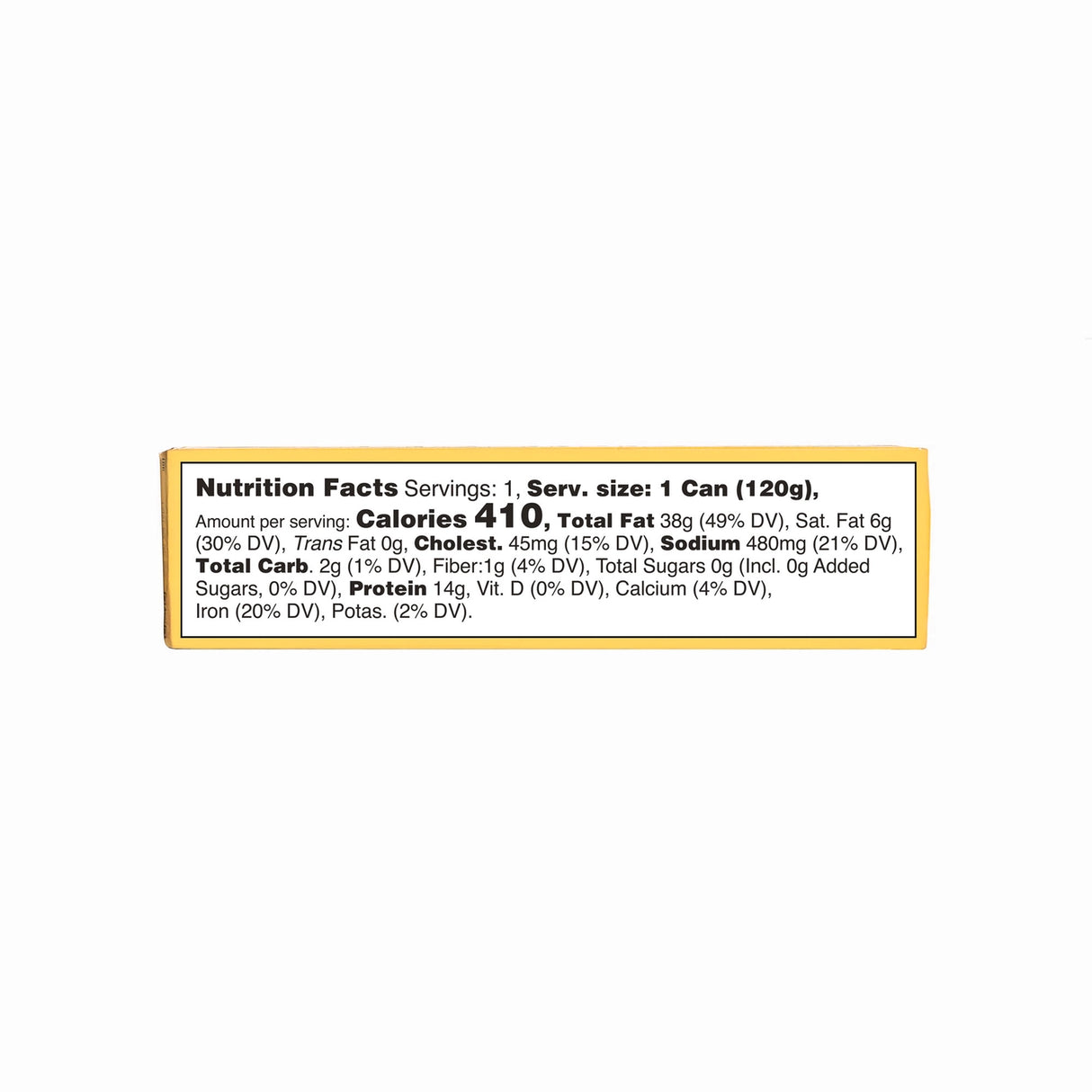 Fishwife Mussels in Basil Pesto nutrition facts label on a white background