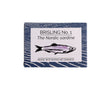 Packaging of Fangst Nordic Smoked Sardine with Heather & Chamomile with fish illustration on a white background