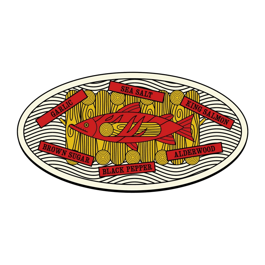 Wildfish Cannery Smoked King Salmon ingredient list on a white background.