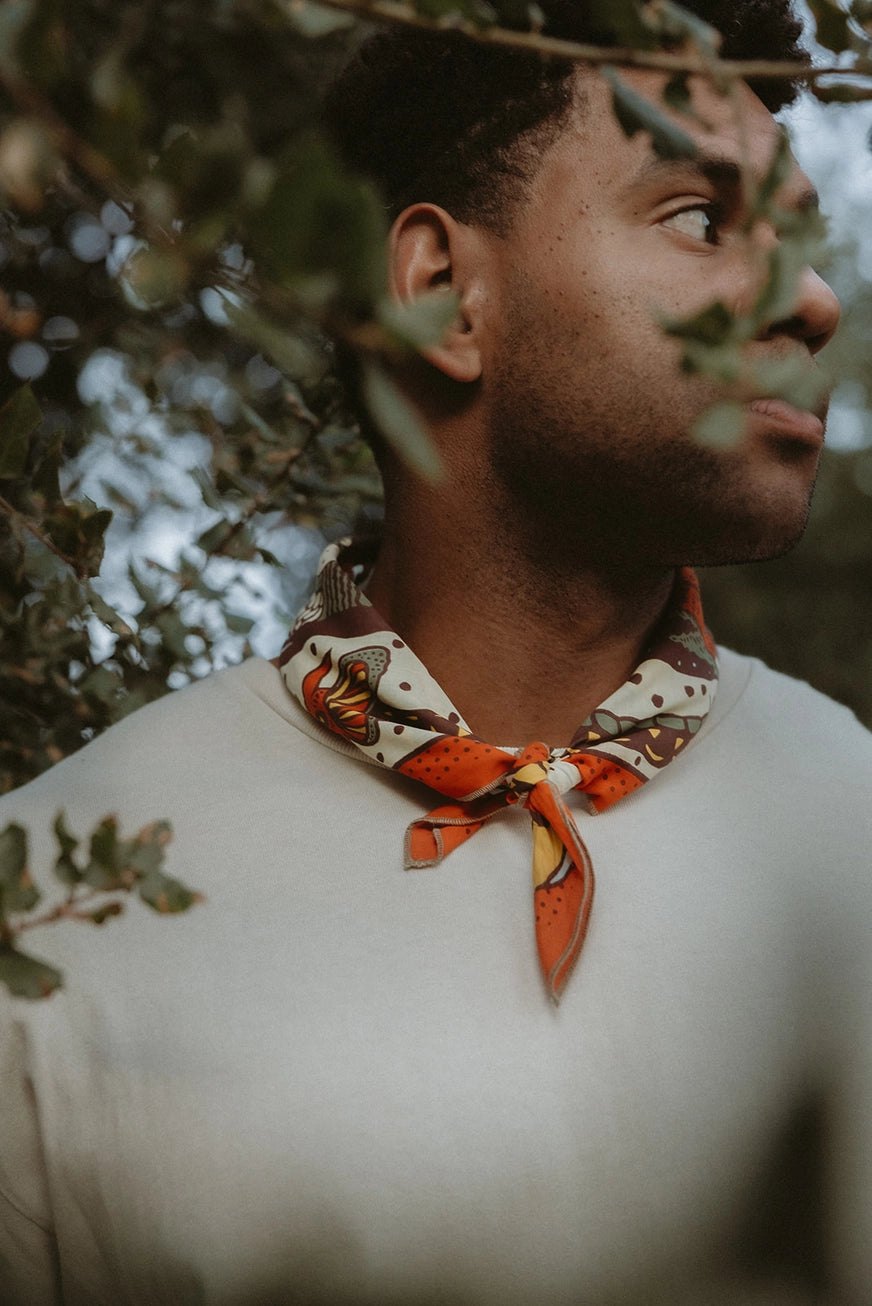 Bandits Creatures of the Night Bandana worn by a man outdoors.