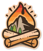 Dust City sustainable wood sticker depicting a campfire.