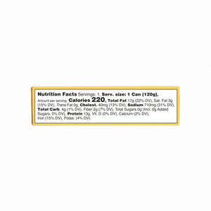 Fishwife Mussels with Sweet Pepper and Garlic nutrition facts label on a white background