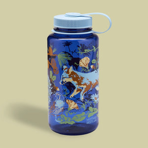 Mustard Beetle Channel Islands, 32oz Nalgene Water Bottle with animal and nature design on a beige background