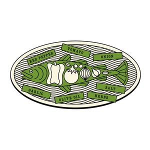 Wildfish Cannery Pacific Cod Peperonata ingredients on a white background