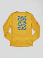 Janji M's Run All Day Long Sleeve in Golden Blue Horses on a neutral background.