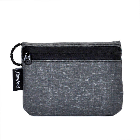 Flowfold Essentialist Mini Zip Pouch in Recycled Heather Grey on a neutral background.