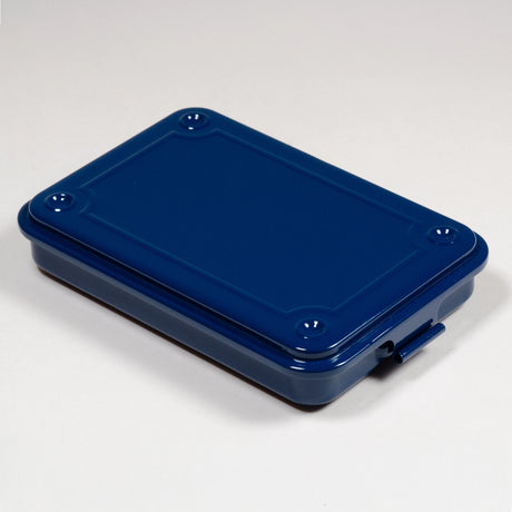Toyo Steel T-152 Steel Stackable Storage Box made in Japan in Indigo on a neutral background.