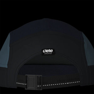 Ciele Athletics GOCap - Since in Ironcast from the rear on a dark background to show the reflective detailing.