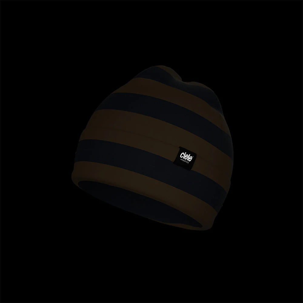 Ciele Athletics CR3Beanie in Kingstone Bars on a dark background.