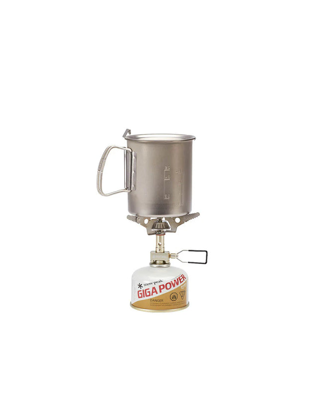 Snow Peak LiteMax Titanium Stove on a neutral background.