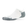 Swiftwick Maxus No Show cushioned running socks in White on a neutral background.