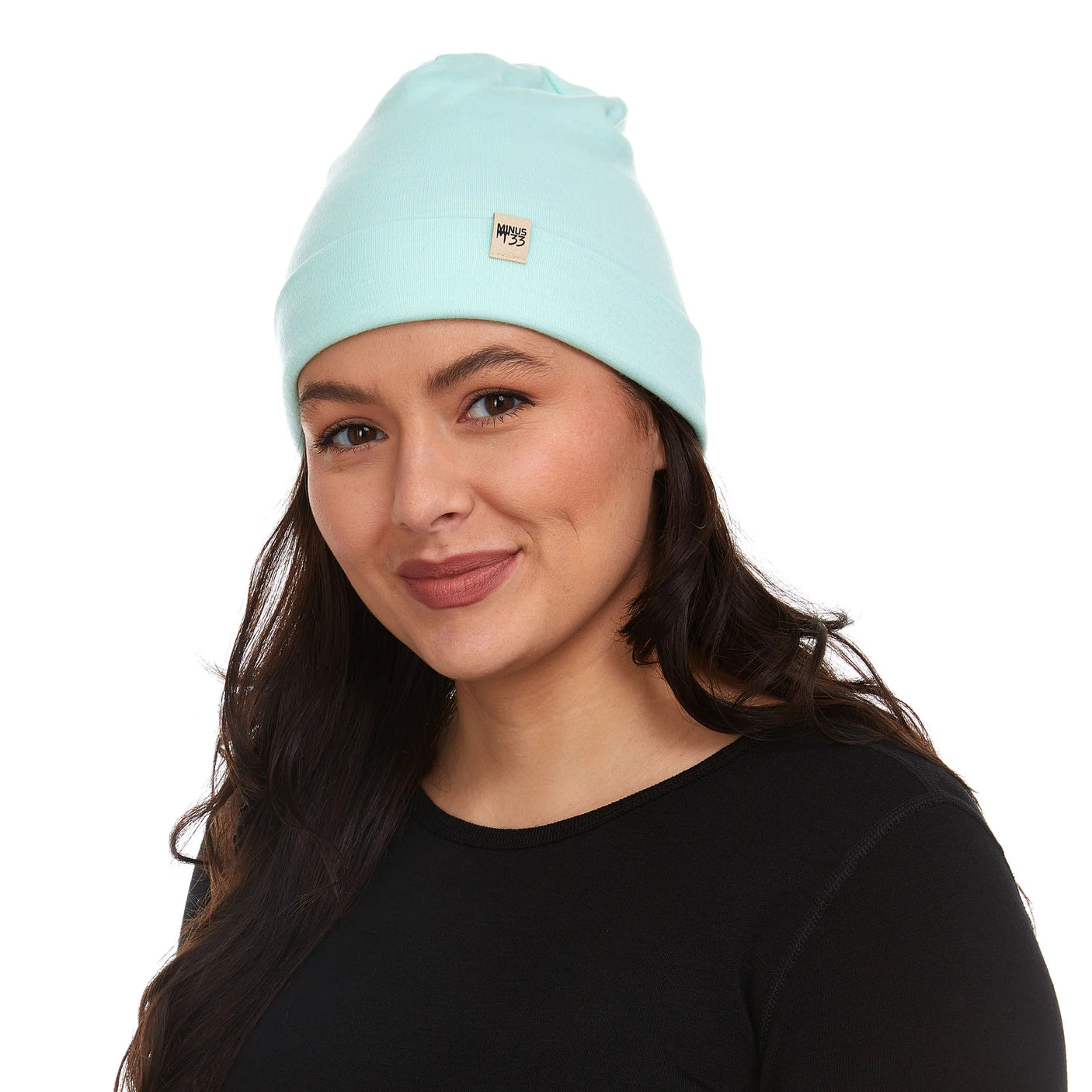 Minus33 Ridge Cuff Merino Wool Beanie is double layered and features a removable tag.