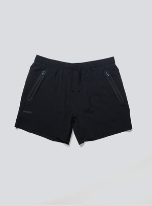 Janji's 5" AFO Middle Short Ultra in Midnight on a neutral background.