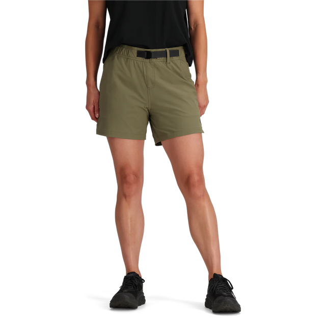 Outdoor Research Women's Ferrosi Short 5" Inseam in Ranger Green on a neutral background.