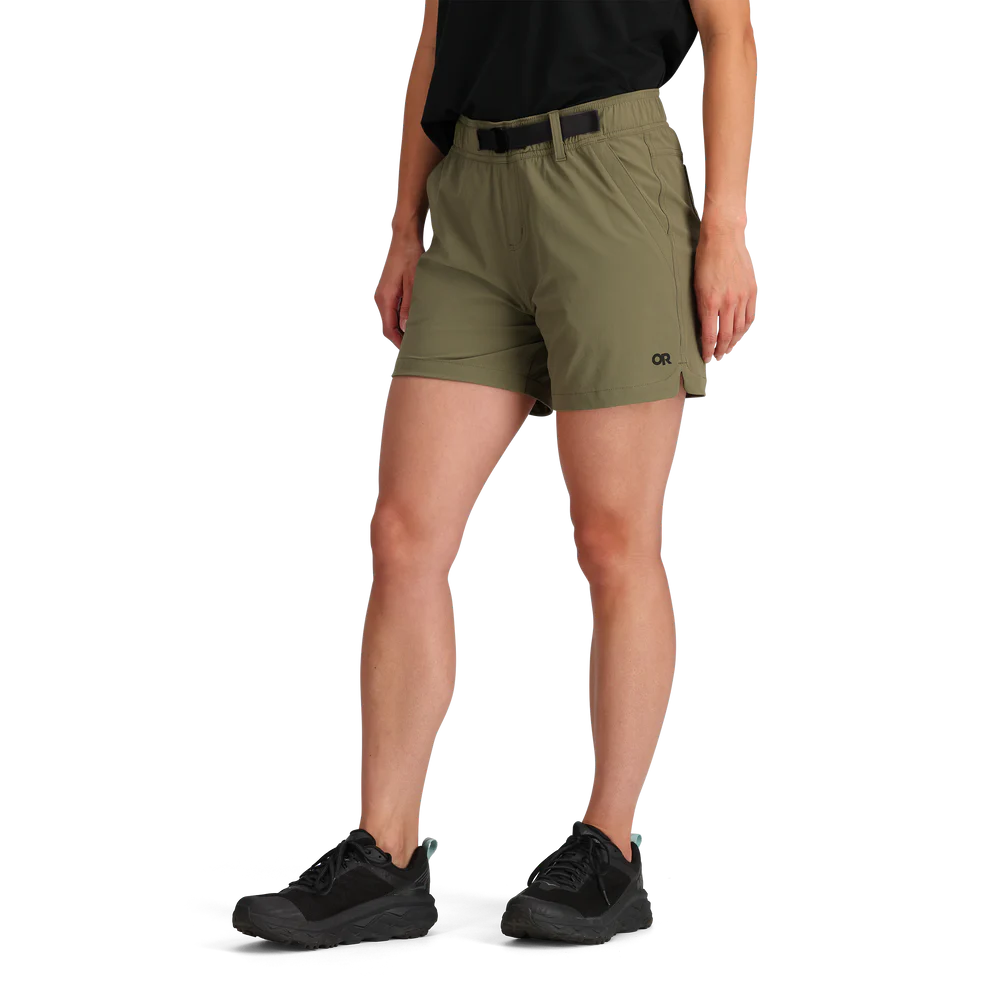 Outdoor Research Women's Ferrosi Short 5" Inseam in Ranger Green on a neutral background.