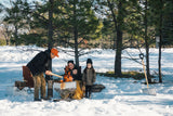 Takibi Fire & Grill Set camping fireplace being used outdoors.