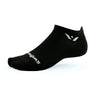 Swiftwick Aspire No Show Tab running socks in Black on a neutral background.