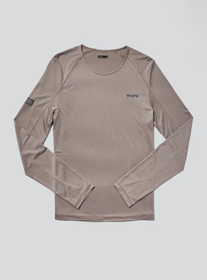 Janji M's Run All Day Long Sleeve in Silt on a neutral background.