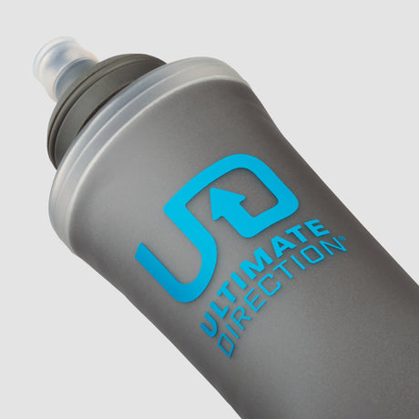 The Ultimate Direction Body Bottle 450 Insulated on a neutral background closeup.