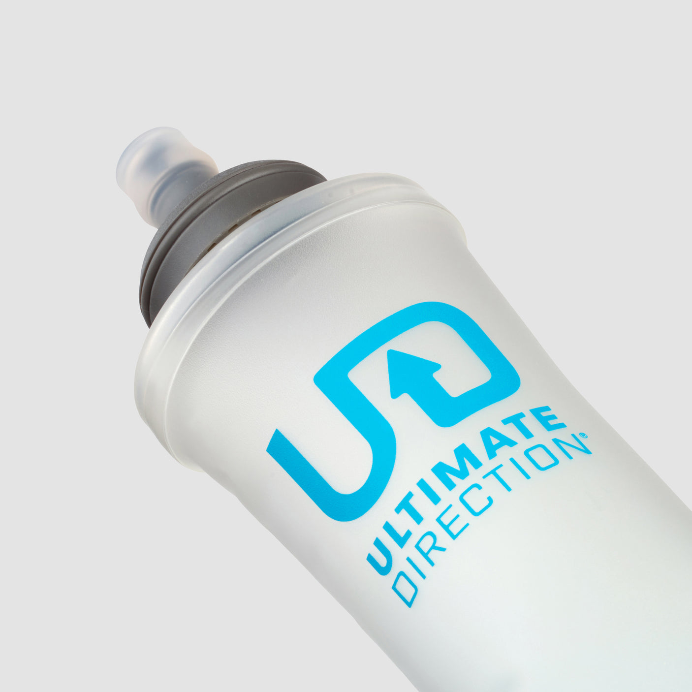 The Ultimate Direction Body Bottle 500 on a neutral background closeup.